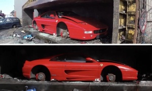 Μια Ferrari κατέληξε στην πρέσα και καταστράφηκε 
